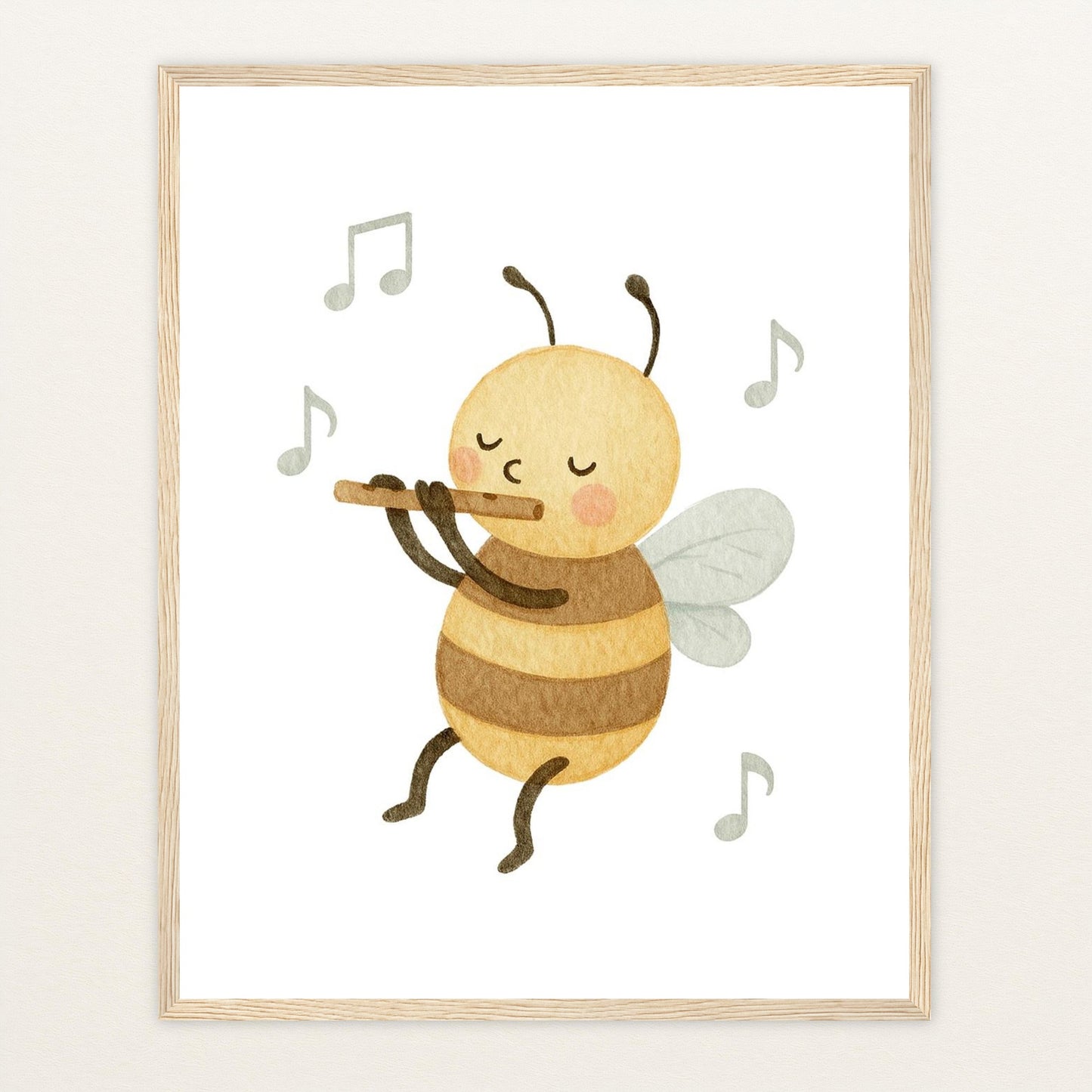 Bibi die Biene - Motiv: "Flöte" Poster mit Holzrahmen von tinylearner