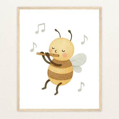 Bibi die Biene - Motiv: "Flöte" Poster mit Holzrahmen von tinylearner