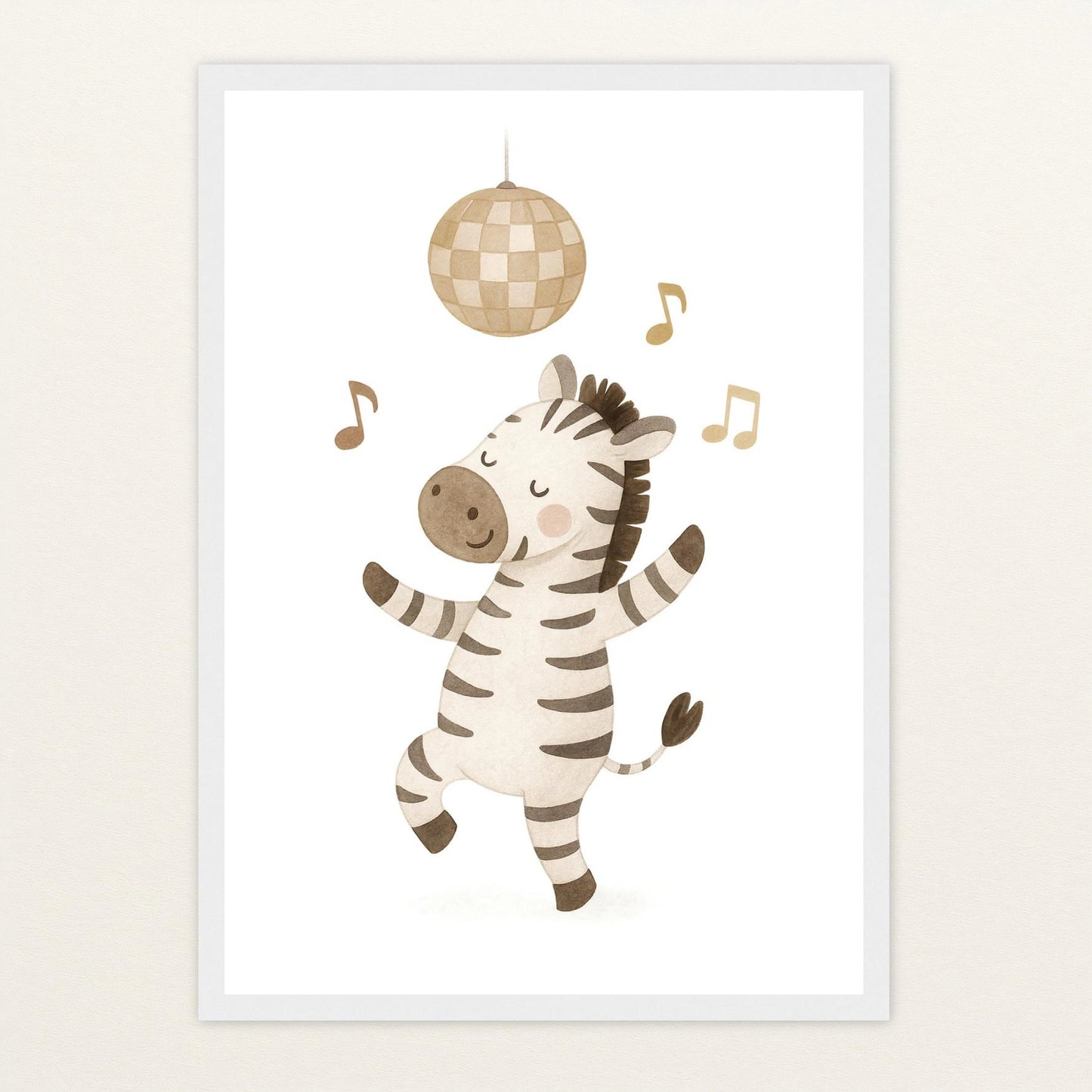 Zinni das Zebra - Motiv: "Tanzen" Poster mit Holzrahmen von tinylearner