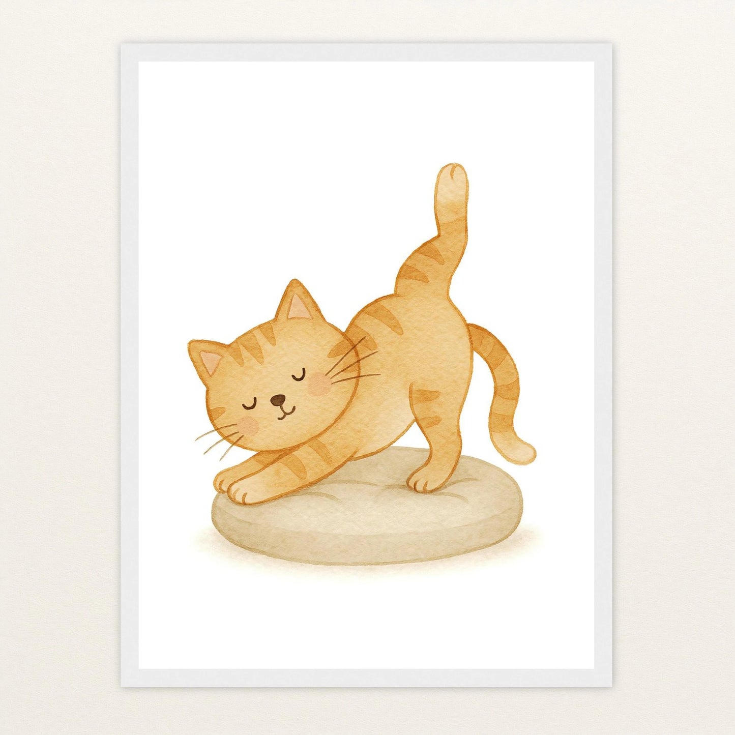 Kira die Katze - Motiv: "Yoga" Poster mit Holzrahmen von tinylearner