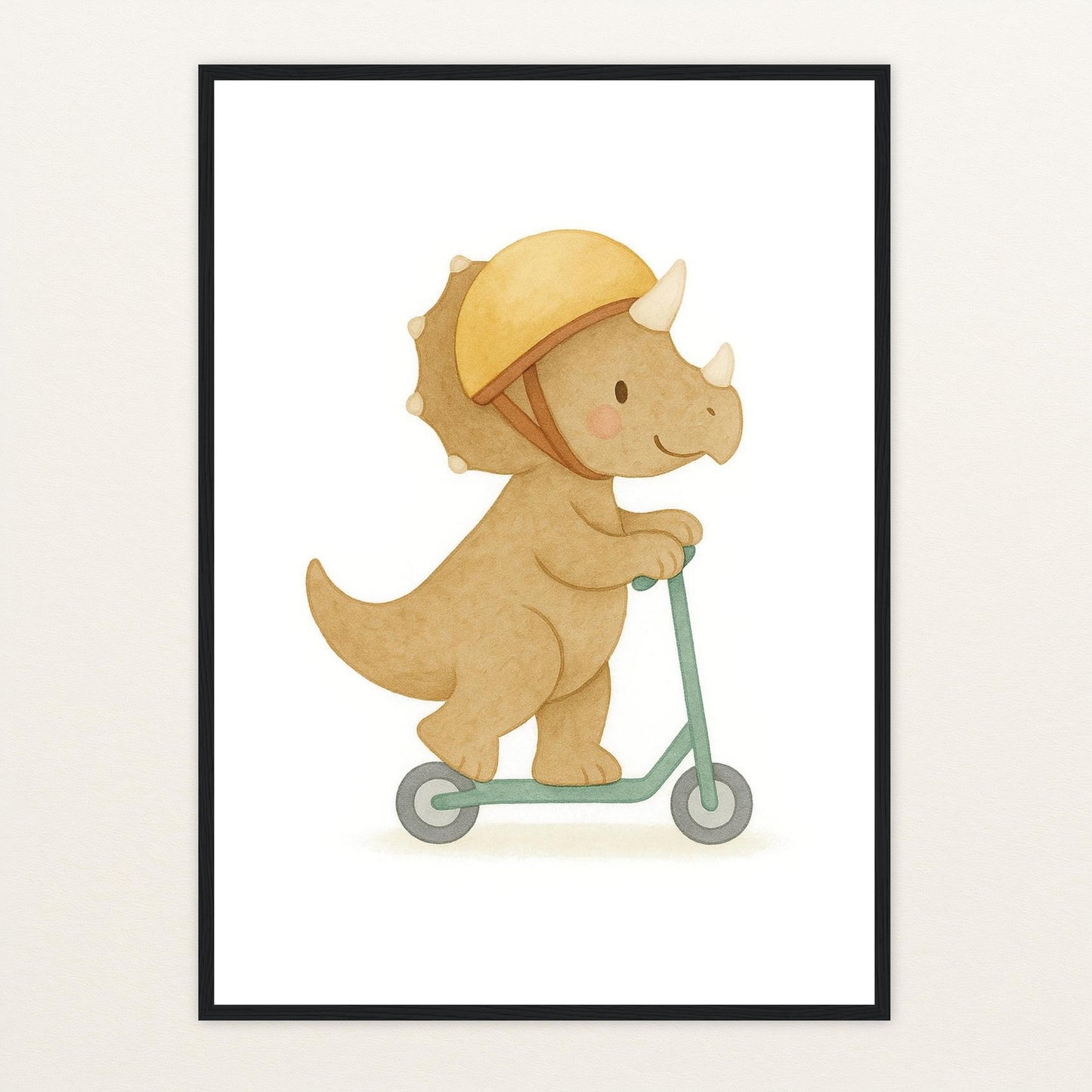 Dinosaurier Triceratops - Motiv: "Roller" Poster mit Holzrahmen von tinylearner