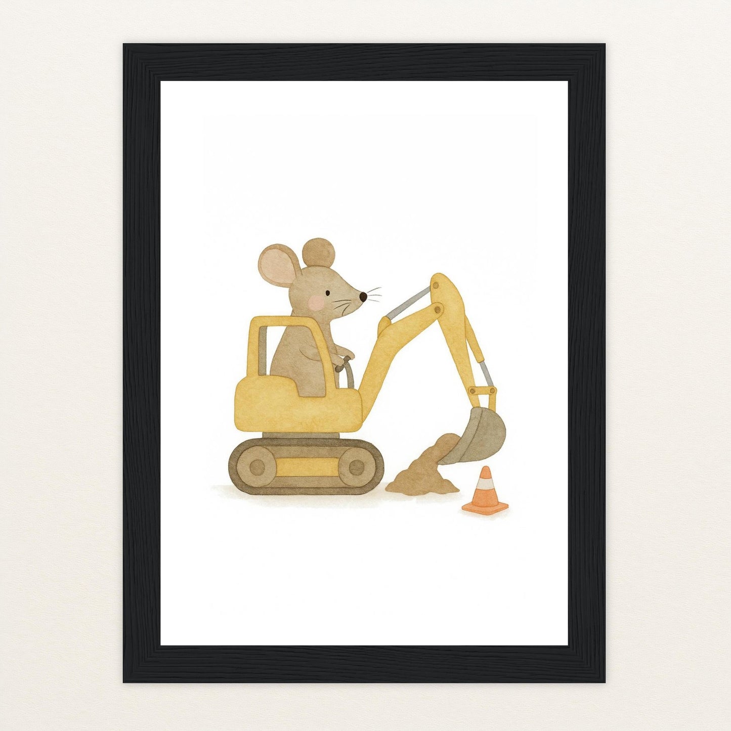 Mimi die Maus - Motiv: "Bagger" Poster mit Holzrahmen von tinylearner
