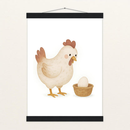 Hanni das Huhn - Motiv: "Ei" Poster mit Leisten von tinylearner
