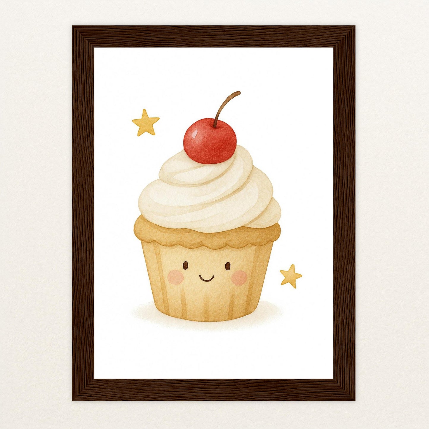 Süßes: Cupcake Poster mit Holzrahmen von tinylearner