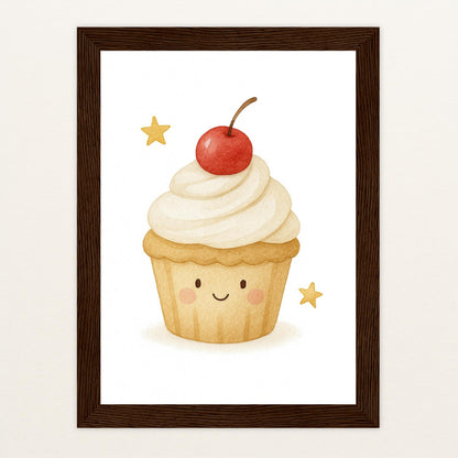 Süßes: Cupcake Poster mit Holzrahmen von tinylearner