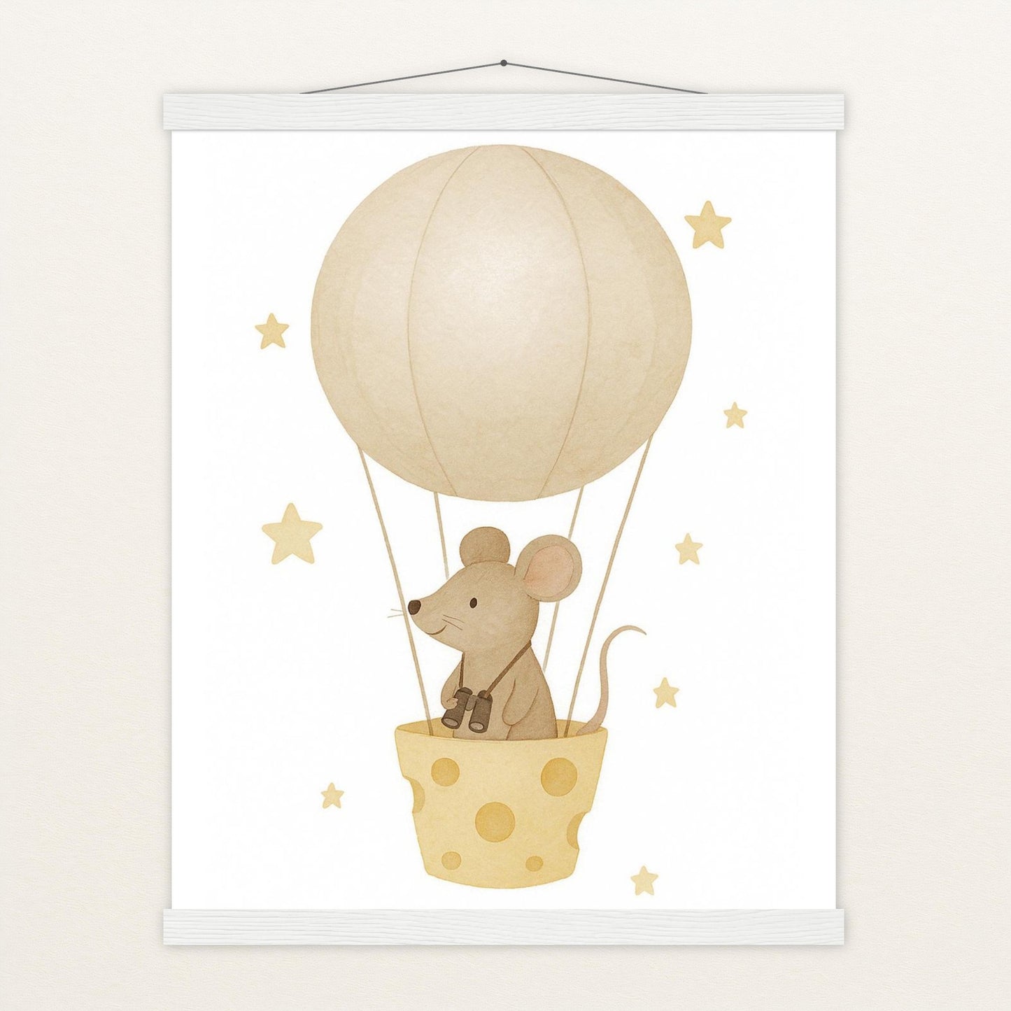 Mimi die Maus - Motiv: "Heißluftballon" Poster mit Leisten von tinylearner