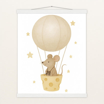 Mimi die Maus - Motiv: "Heißluftballon" Poster mit Leisten von tinylearner