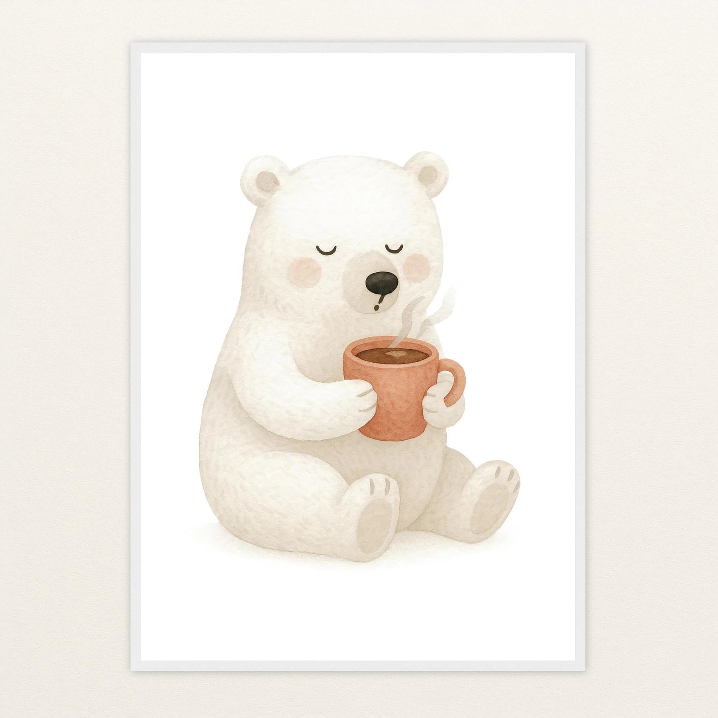 Pummel der Polarbär - Motiv: "Kakao" Poster mit Holzrahmen von tinylearner