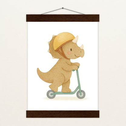 Dinosaurier Triceratops - Motiv: "Roller" Poster mit Leisten von tinylearner