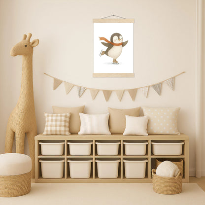 Pia der Pinguin - Motiv: "Eislaufen" Poster mit Leisten von tinylearner