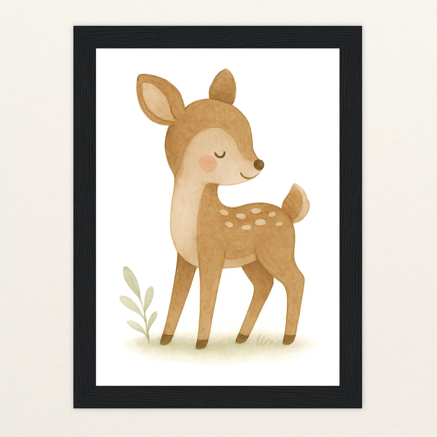 Ria das Reh Poster mit Holzrahmen von tinylearner