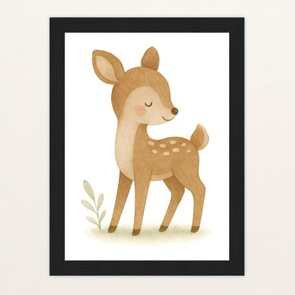 Ria das Reh Poster mit Holzrahmen von tinylearner