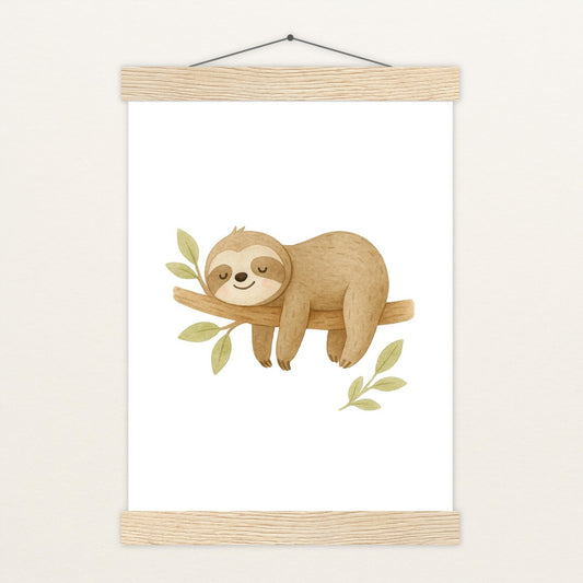 Fred das Faultier Poster mit Leisten von tinylearner