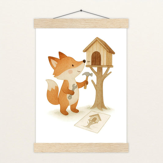 Finnegan der Fuchs - Motiv: "Baumhaus" Poster mit Leisten von tinylearner