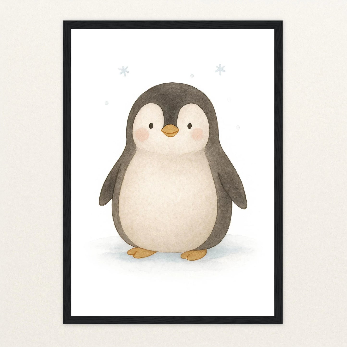 Pia der Pinguin Poster mit Holzrahmen von tinylearner