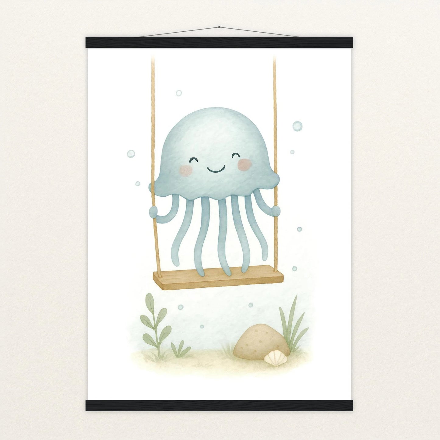 Quinn die Qualle - Motiv: "Schaukel" Poster mit Leisten von tinylearner