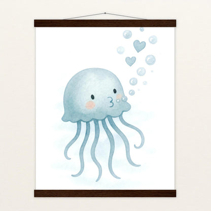 Quinn die Qualle - Motiv: "Luftblasen" Poster mit Leisten von tinylearner