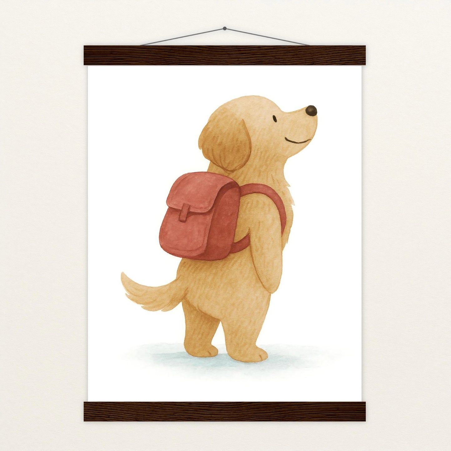 Hugo der Hund - Motiv: "Rucksack" Poster mit Leisten von tinylearner