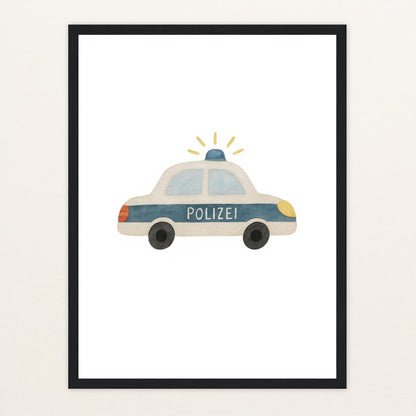 Polizei Poster mit Holzrahmen von tinylearner