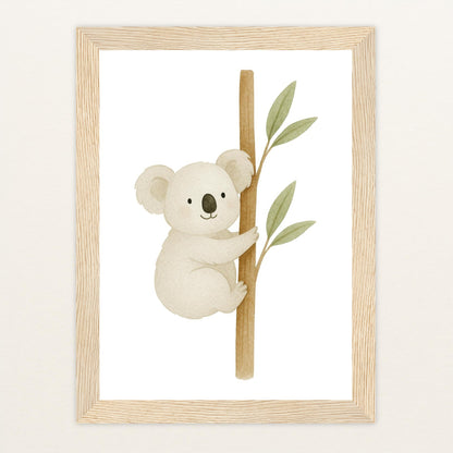 Kori der Koala Poster mit Holzrahmen von tinylearner
