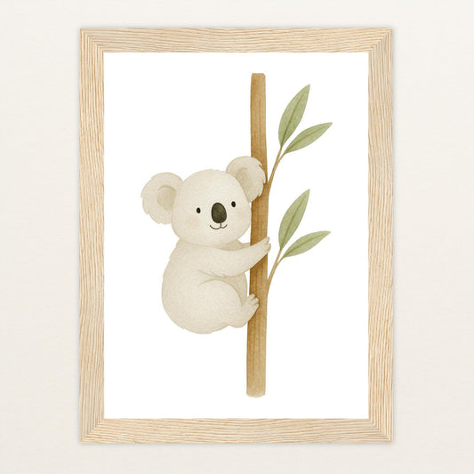 Kori der Koala Poster mit Holzrahmen von tinylearner