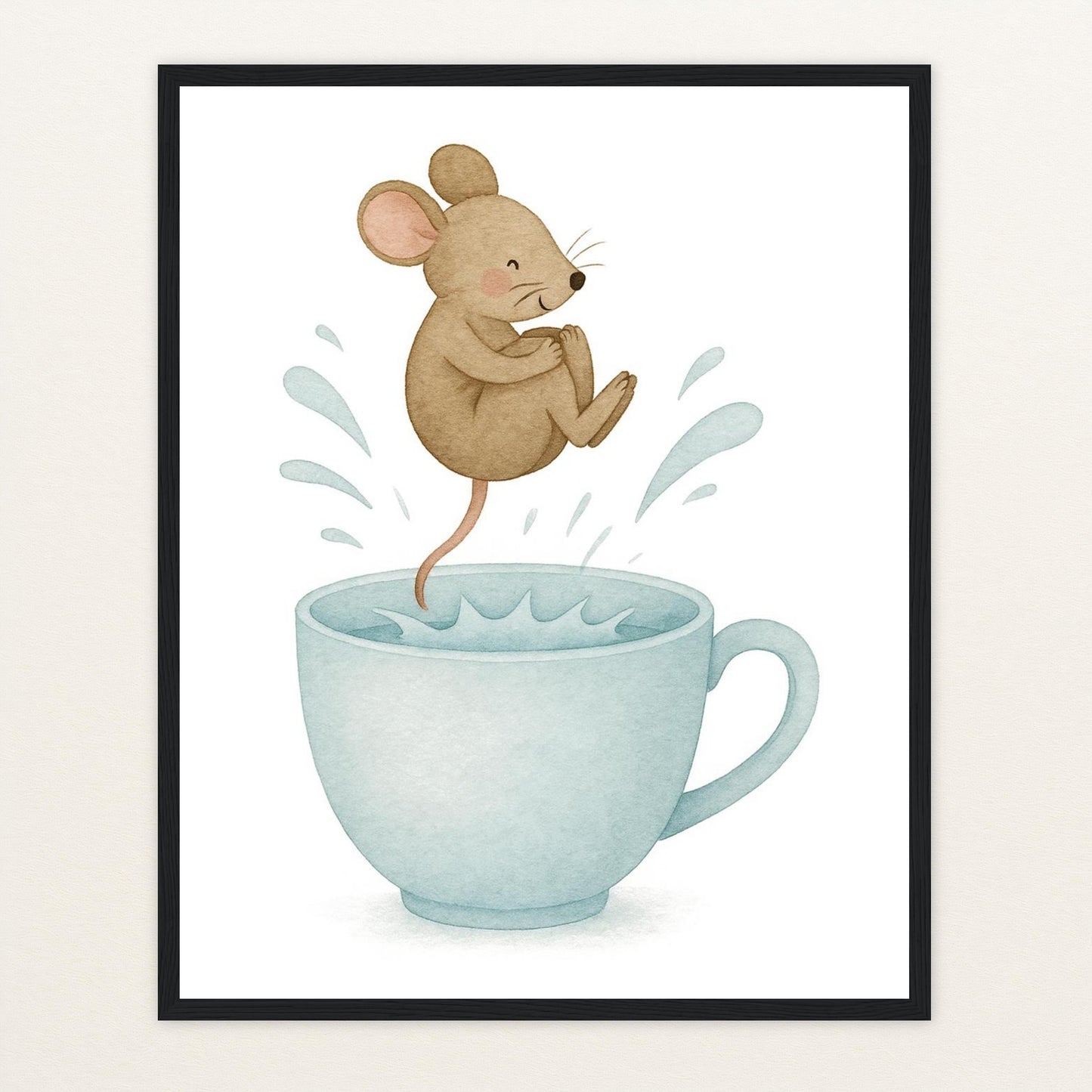 Mimi die Maus - Motiv: "Pool" Poster mit Holzrahmen von tinylearner