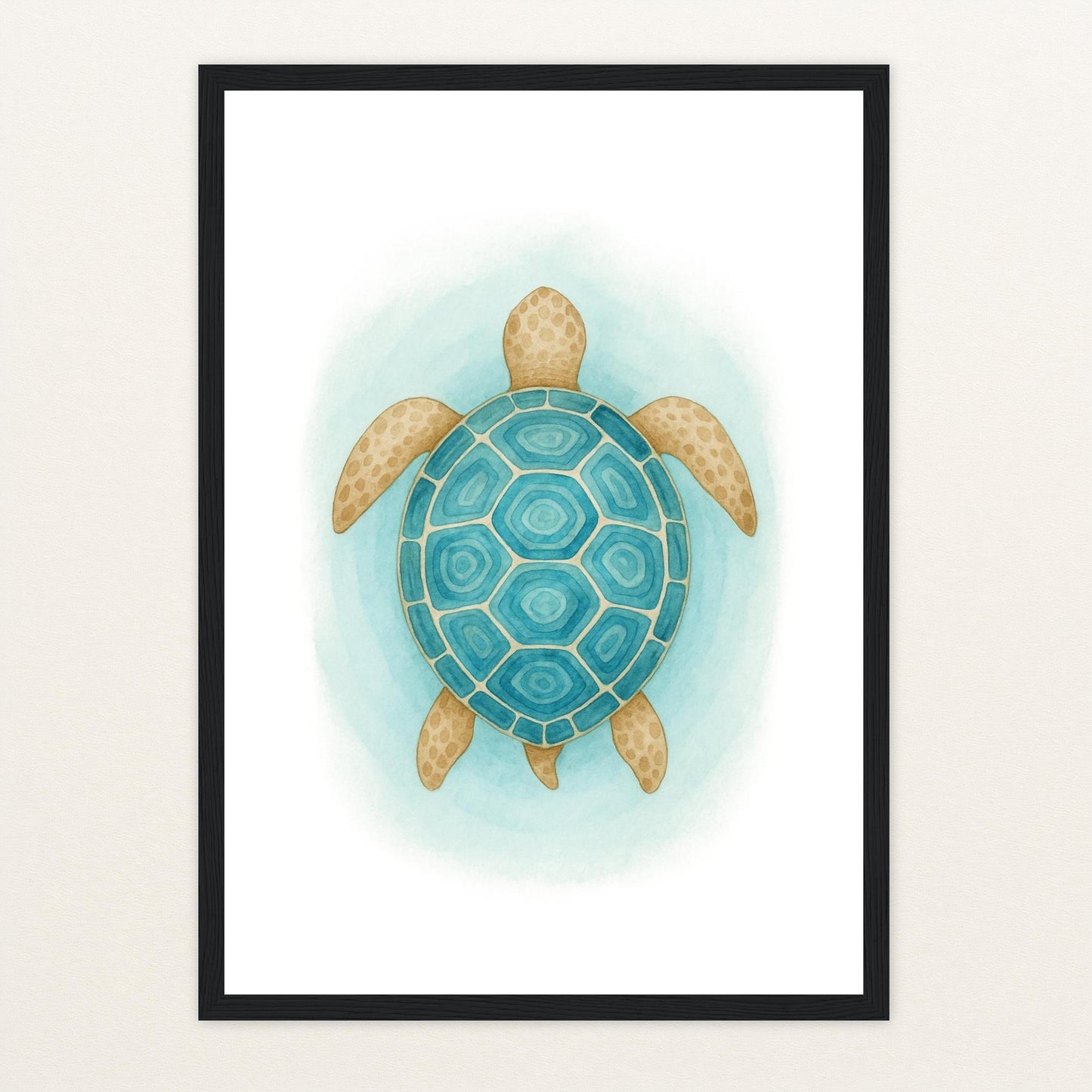 Sora die Schildkröte - Motiv: "Treiben" Poster mit Holzrahmen von tinylearner