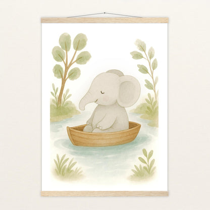 Emil der Elefant - Motiv: "Boot" Poster mit Leisten von tinylearner