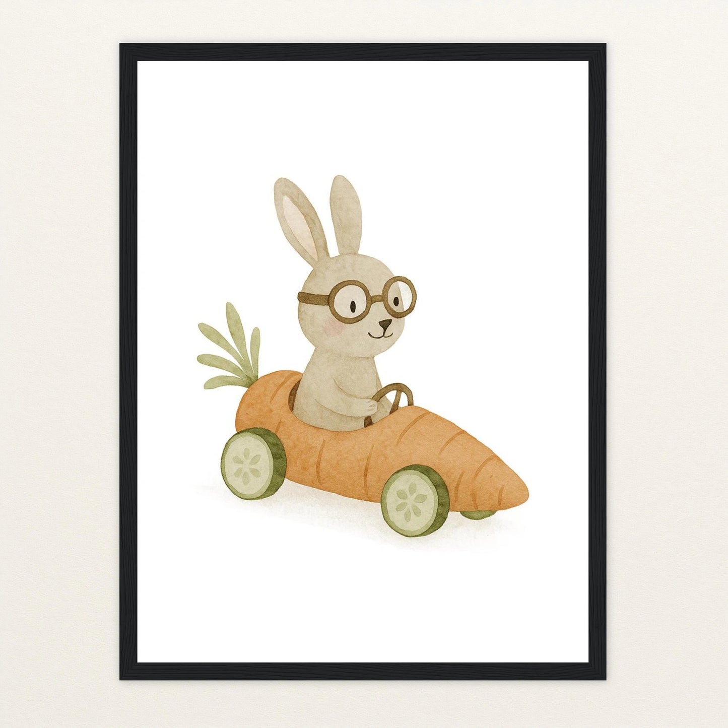 Holly der Hase - Motiv: "Rennmöhre" Poster mit Holzrahmen von tinylearner