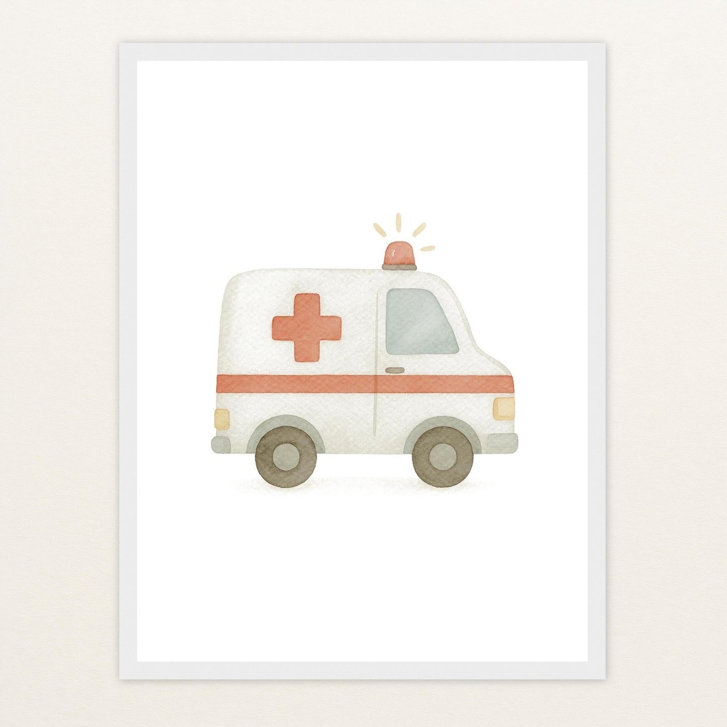 Krankenwagen Poster mit Holzrahmen von tinylearner