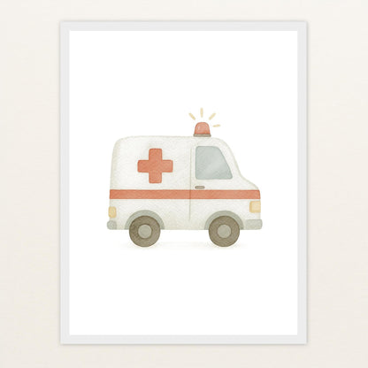 Krankenwagen Poster mit Holzrahmen von tinylearner