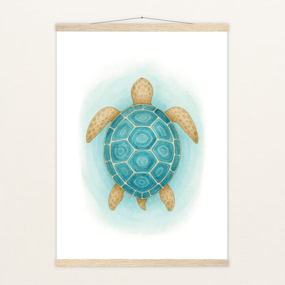 Sora die Schildkröte - Motiv: "Treiben" Poster mit Leisten von tinylearner