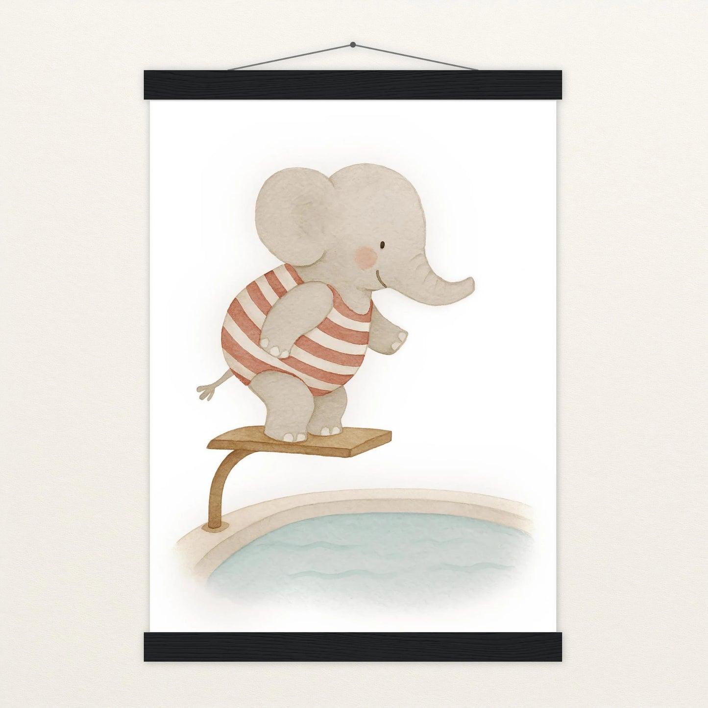 Emil der Elefant - Motiv: "Pool" Poster mit Leisten von tinylearner