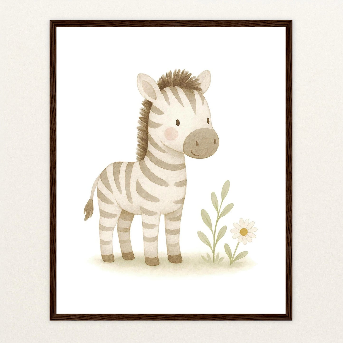 Zinni das Zebra Poster mit Holzrahmen von tinylearner