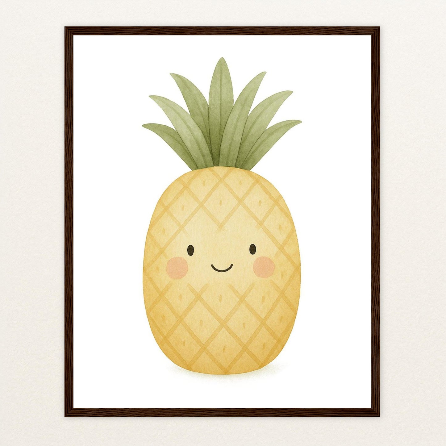 Obst: Ananas Poster mit Holzrahmen von tinylearner