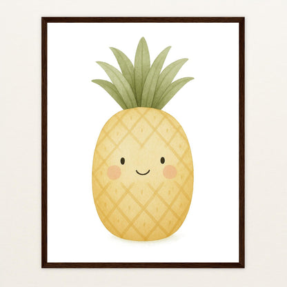 Obst: Ananas Poster mit Holzrahmen von tinylearner