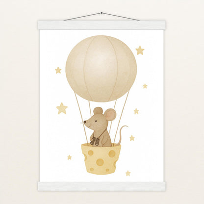 Mimi die Maus - Motiv: "Heißluftballon" Poster mit Leisten von tinylearner