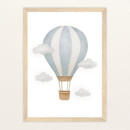 Heißluftballon Poster mit Holzrahmen von tinylearner