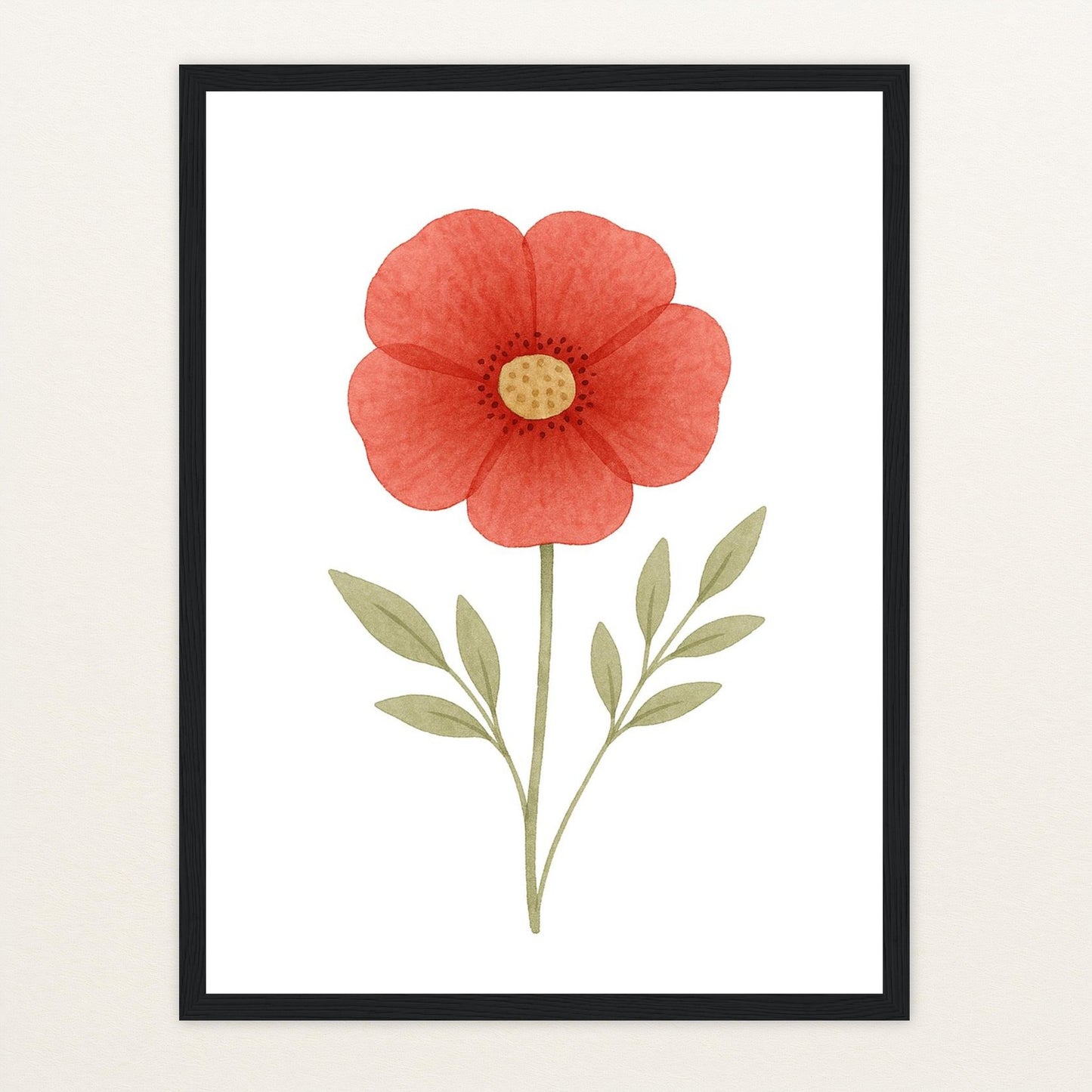 Mohnblume Poster mit Holzrahmen von tinylearner