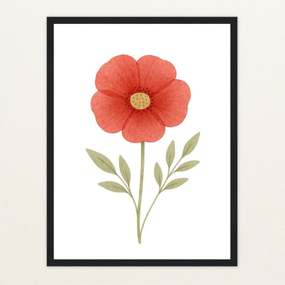 Mohnblume Poster mit Holzrahmen von tinylearner