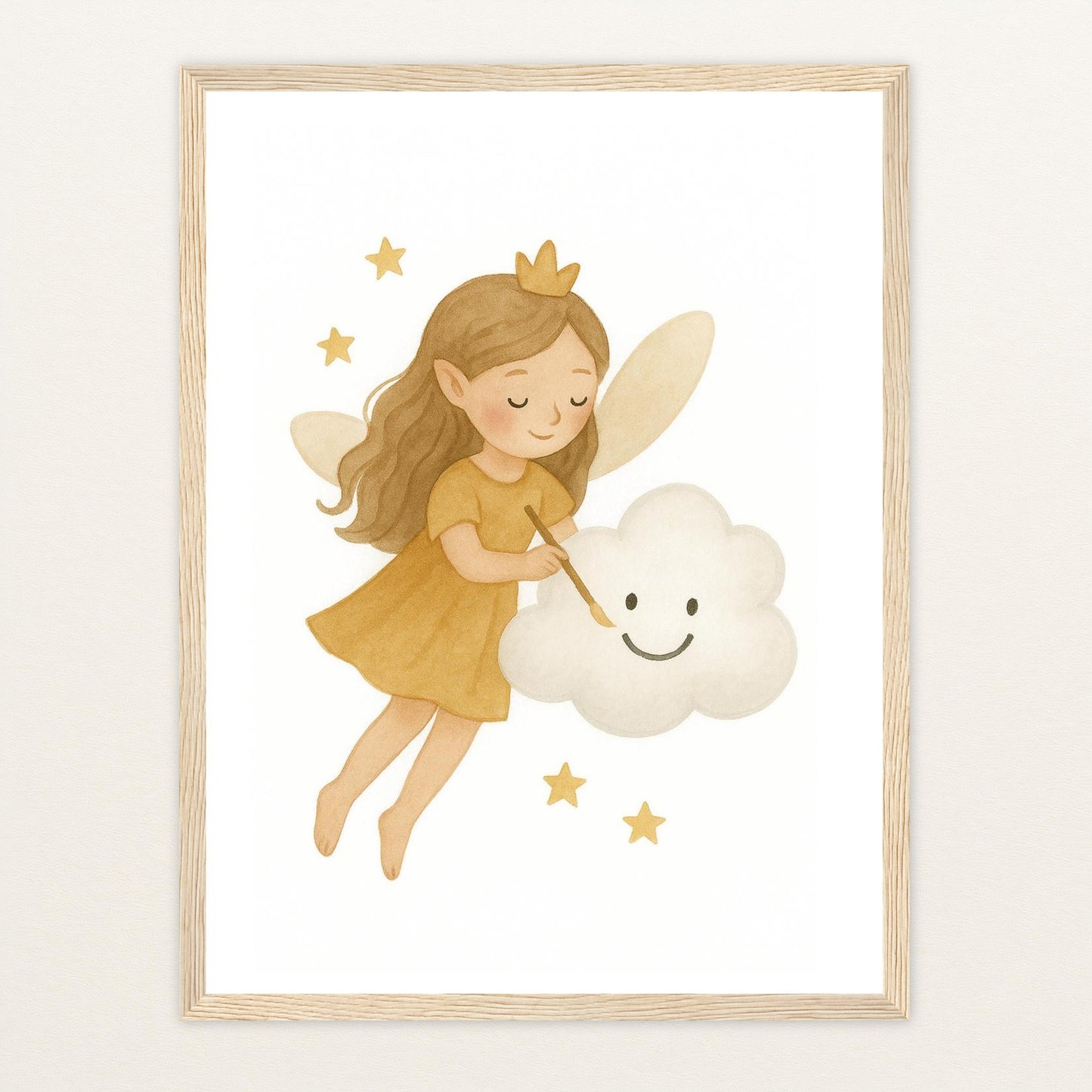 Fina die Fee - Motiv: "Wolke" Poster mit Holzrahmen von tinylearner