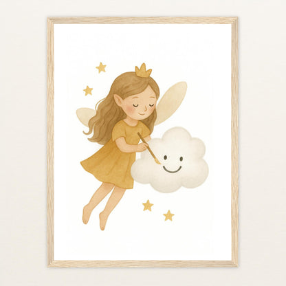 Fina die Fee - Motiv: "Wolke" Poster mit Holzrahmen von tinylearner