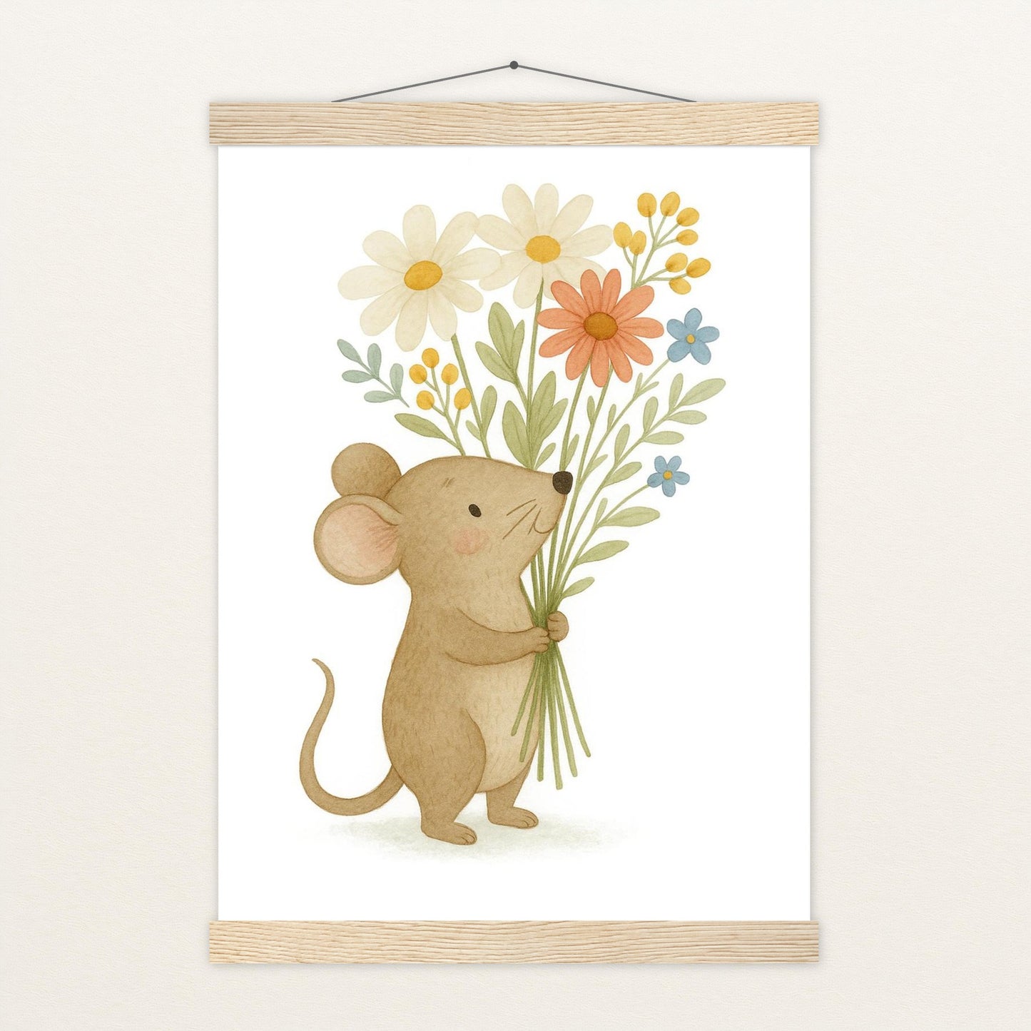 Mimi die Maus - Motiv: "Blumenstrauß" Poster mit Leisten von tinylearner