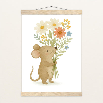Mimi die Maus - Motiv: "Blumenstrauß" Poster mit Leisten von tinylearner