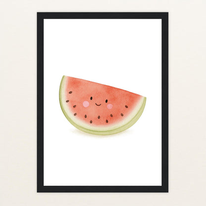 Obst: Melone Poster mit Holzrahmen von tinylearner
