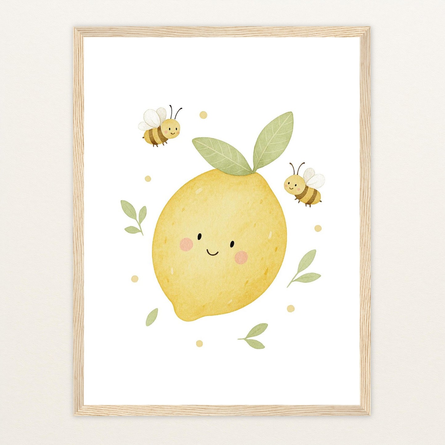 Obst: Zitrone Poster mit Holzrahmen von tinylearner