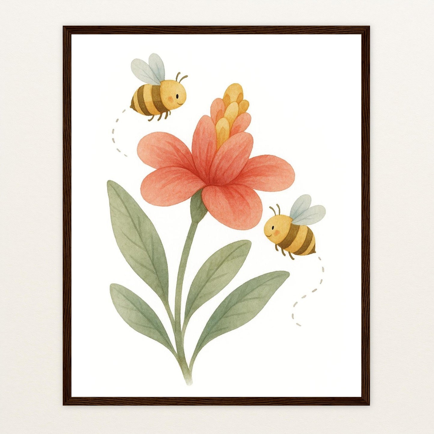 Bibi die Biene - Motiv: "Blume" Poster mit Holzrahmen von tinylearner