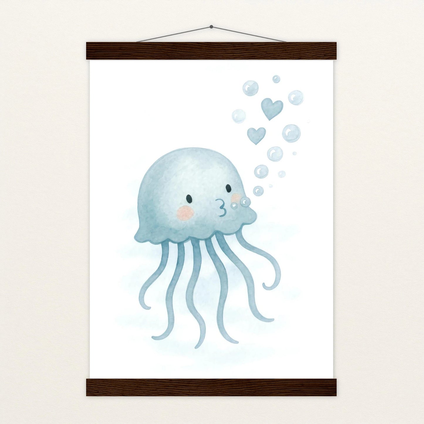 Quinn die Qualle - Motiv: "Luftblasen" Poster mit Leisten von tinylearner