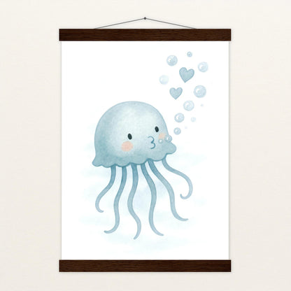 Quinn die Qualle - Motiv: "Luftblasen" Poster mit Leisten von tinylearner