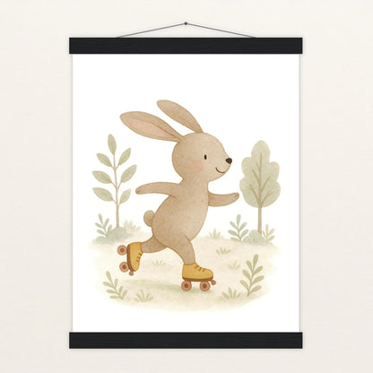 Holly der Hase - Motiv: "Rollschuhe" Poster mit Leisten von tinylearner